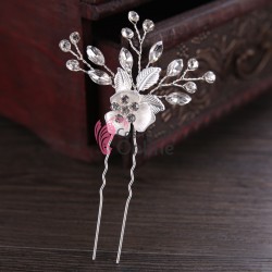 Ac metalic pentru par ACM043 Floare cu Strasuri si perle